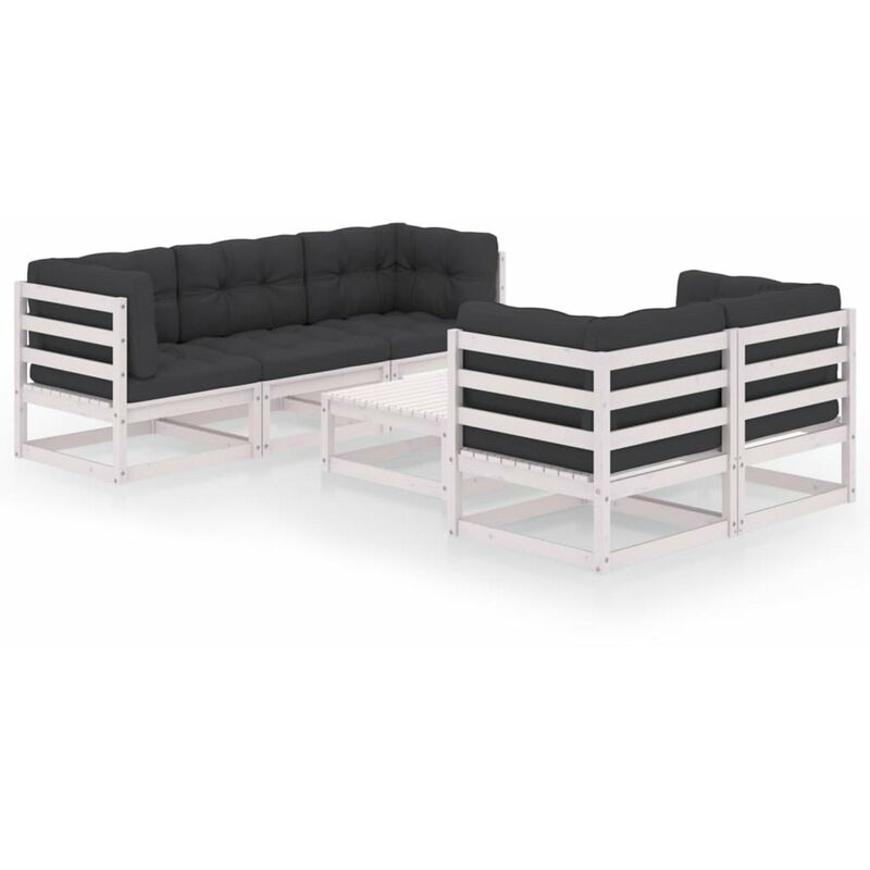 

Muebles de jardin 6 piezas con cojines de madera de pino maciza