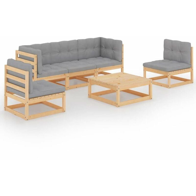 

Muebles de jardin 6 piezas con cojines de madera de pino maciza