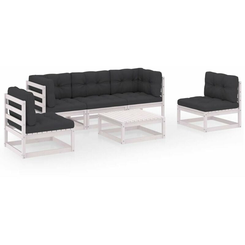 

Muebles de jardin 6 piezas con cojines de madera de pino maciza