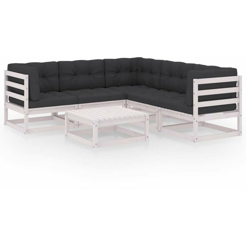 

Muebles de jardin 6 piezas con cojines de madera de pino maciza