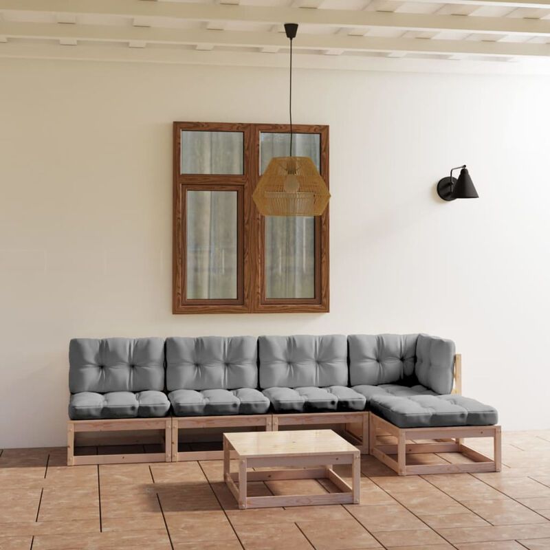 

Muebles de jardin 6 piezas con cojines de madera de pino maciza