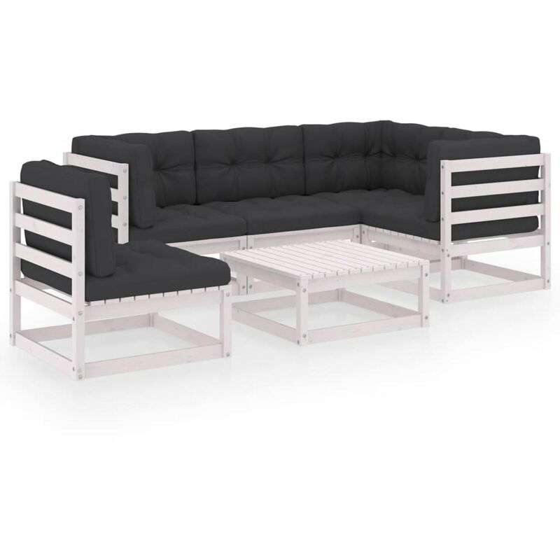 

Muebles de jardin 6 piezas con cojines de madera de pino maciza