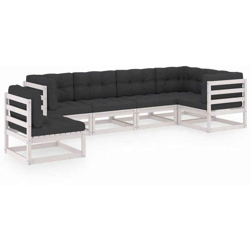 

Muebles de jardin 6 piezas con cojines de madera de pino maciza