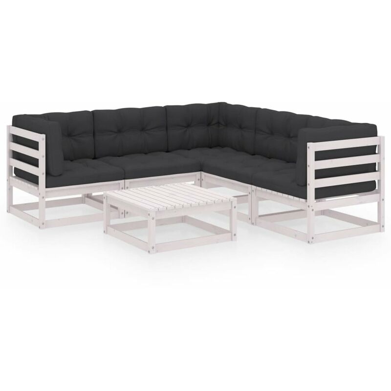

Muebles de jardin 6 piezas con cojines de madera de pino maciza
