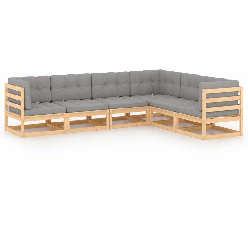

Muebles de jardin 6 piezas con cojines de madera de pino maciza