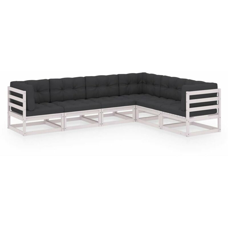 

Muebles de jardin 6 piezas con cojines de madera de pino maciza