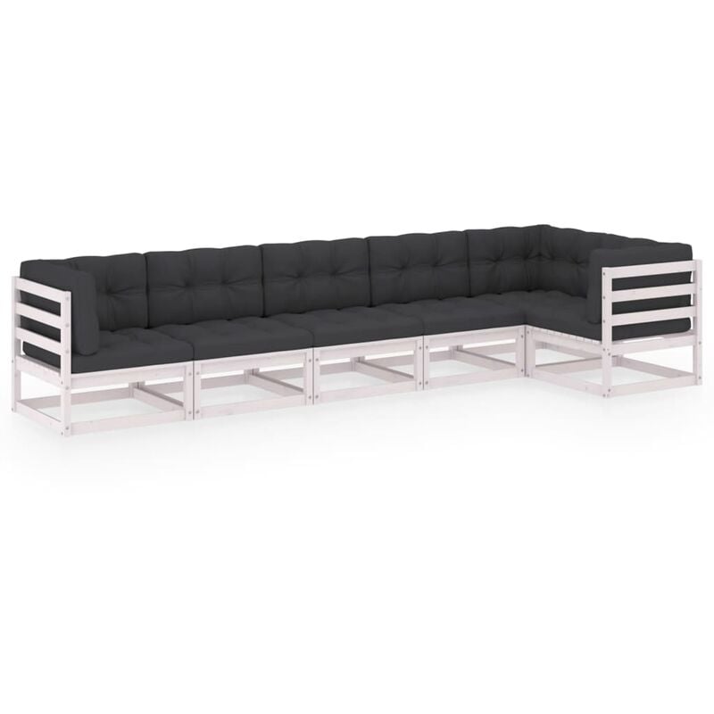 

Muebles de jardín 6 piezas con cojines de madera de pino maciza
