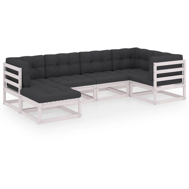 

Muebles de jardín 6 piezas con cojines de madera de pino maciza