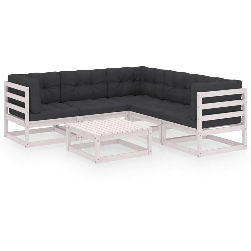 

Muebles de jardín 6 piezas con cojines de madera de pino maciza