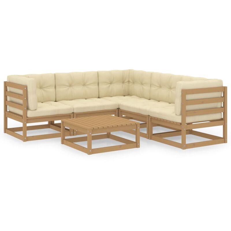 

Muebles de jardín 6 piezas con cojines de madera de pino maciza