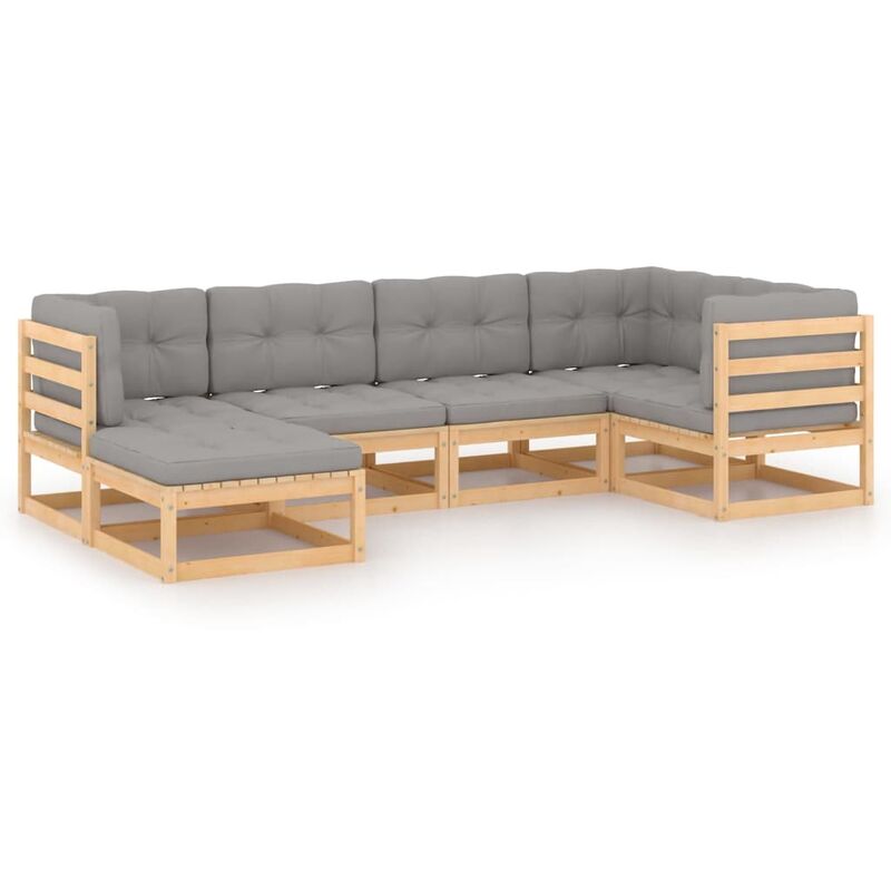

Muebles de jardín 6 piezas con cojines madera de pino maciza