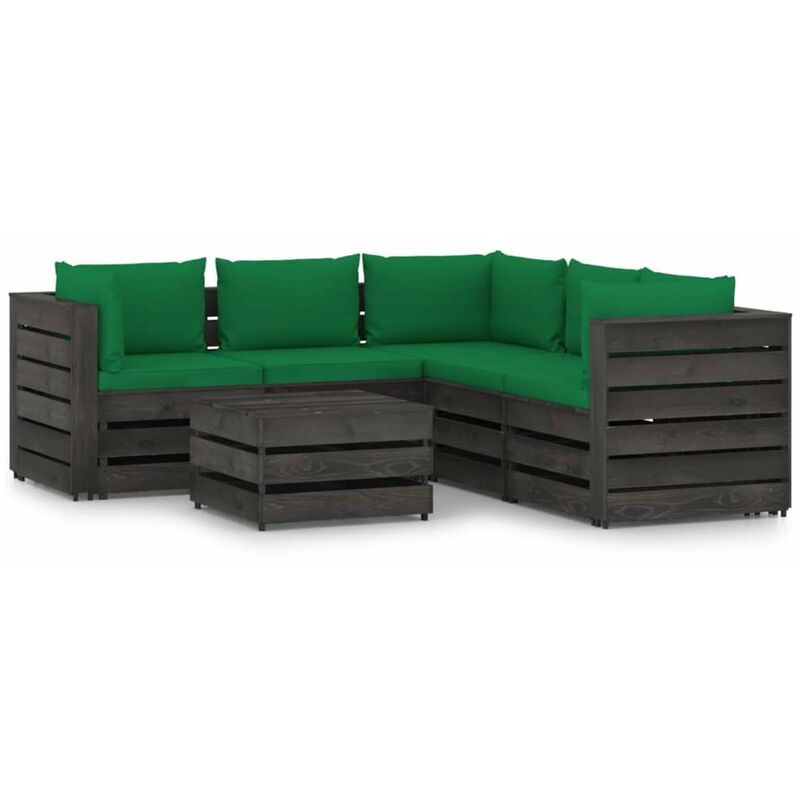 

Muebles de jardin 6 piezas con cojines madera impregnada gris