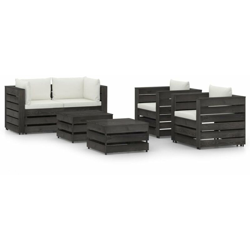 

Muebles de jardin 6 piezas con cojines madera impregnada gris