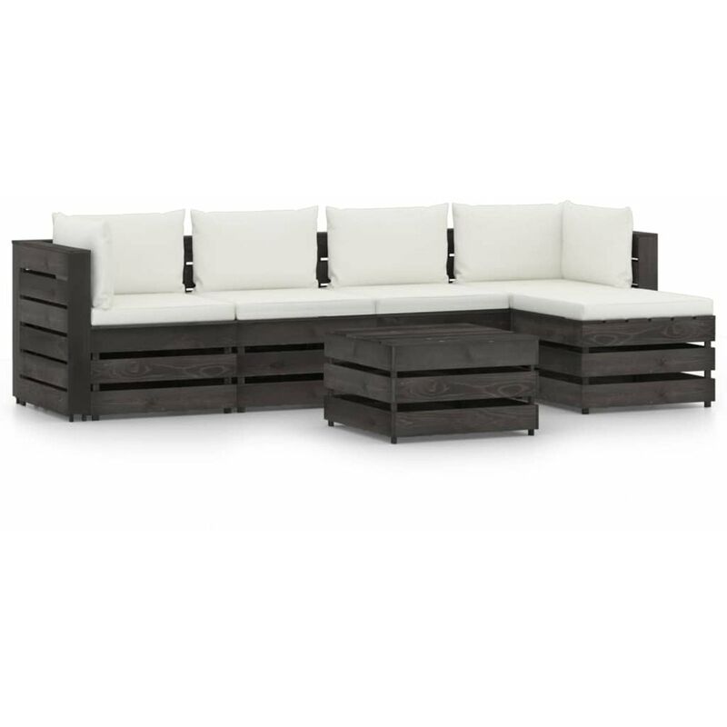 

Muebles de jardin 6 piezas con cojines madera impregnada gris