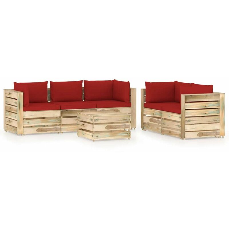 

Muebles de jardin 6 piezas con cojines madera impregnada verde
