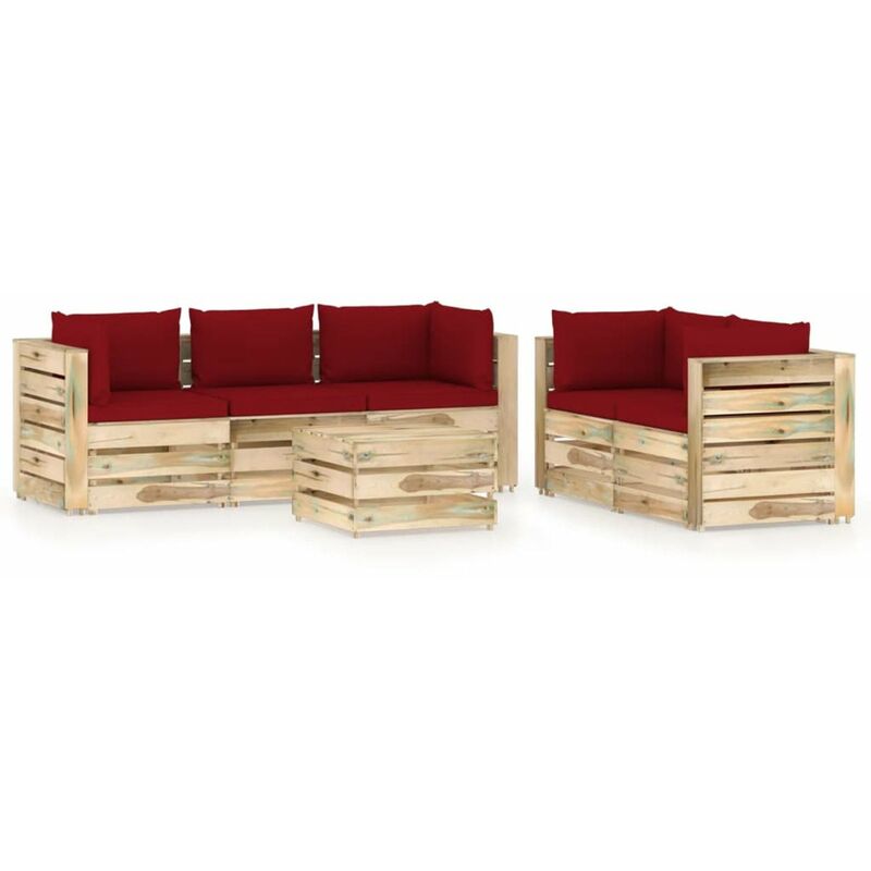 

Muebles de jardin 6 piezas con cojines madera impregnada verde