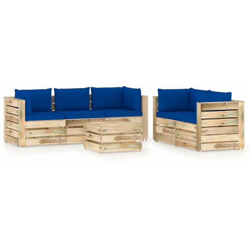 

Muebles de jardin 6 piezas con cojines madera impregnada verde