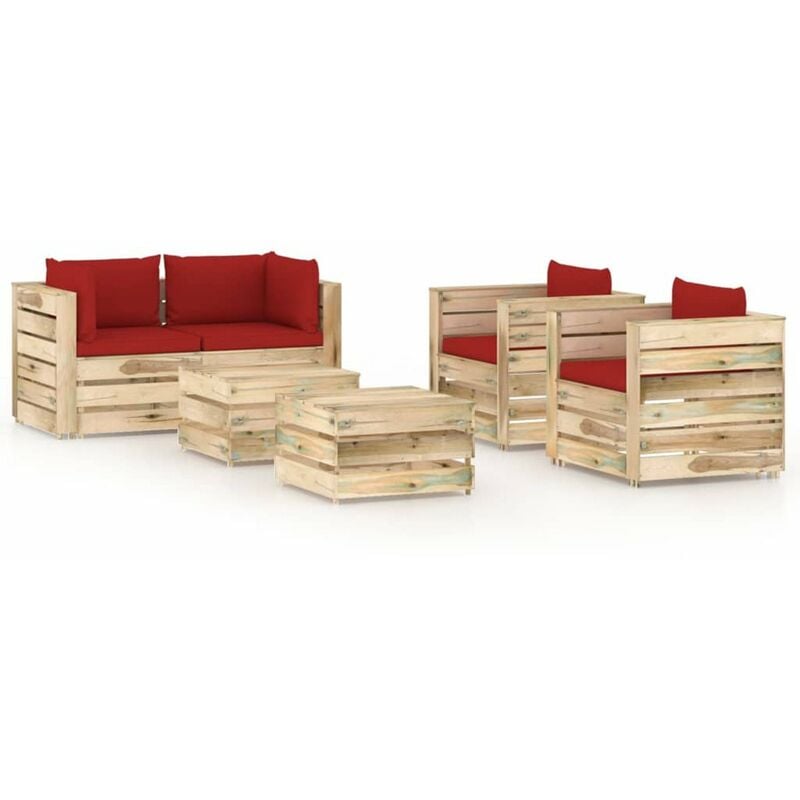 

Muebles de jardin 6 piezas con cojines madera impregnada verde