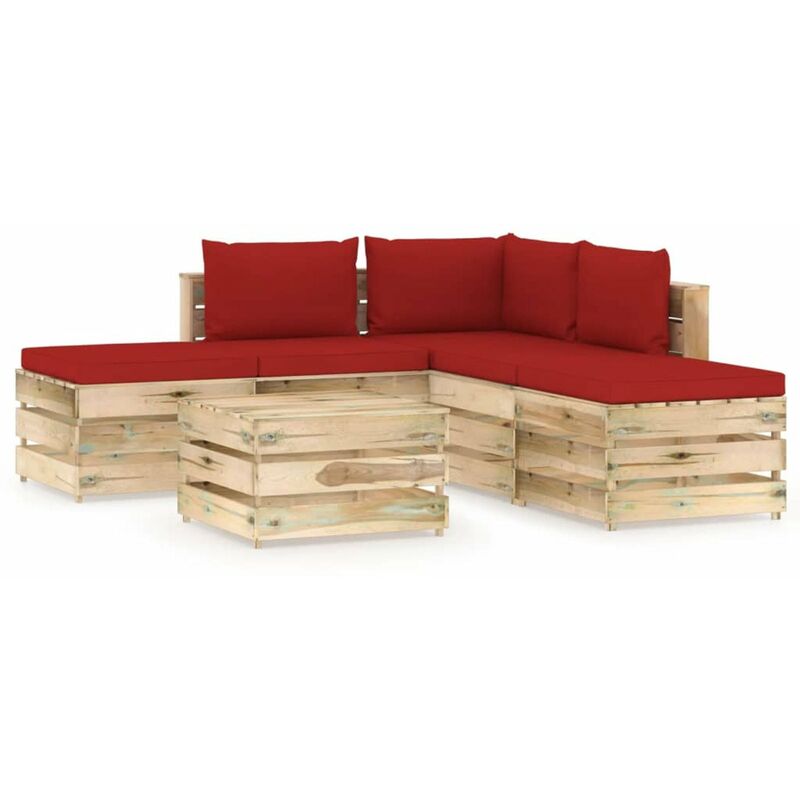 

Muebles de jardin 6 piezas con cojines madera impregnada verde