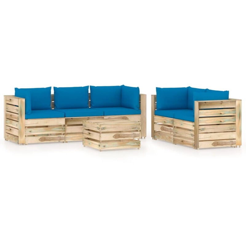 

Muebles de jardin 6 piezas con cojines madera impregnada verde