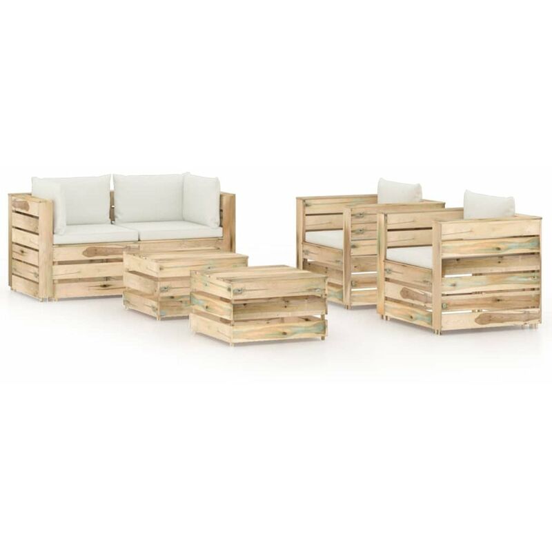 

Muebles de jardin 6 piezas con cojines madera impregnada verde