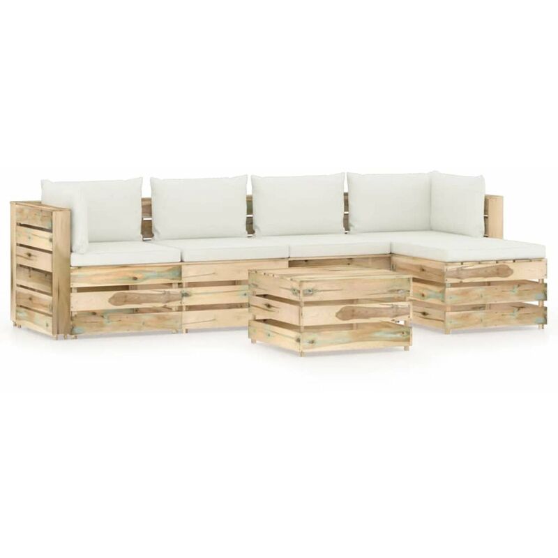 

Muebles de jardin 6 piezas con cojines madera impregnada verde