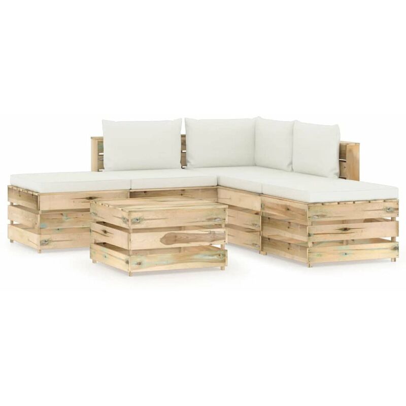 

Muebles de jardin 6 piezas con cojines madera impregnada verde