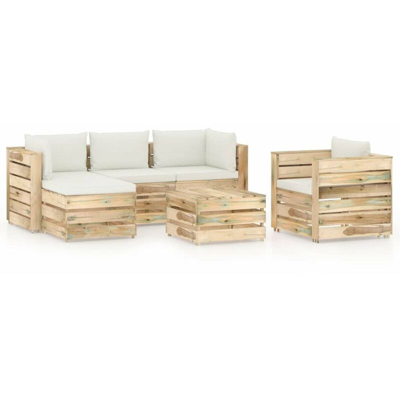 

Muebles de jardin 6 piezas con cojines madera impregnada verde