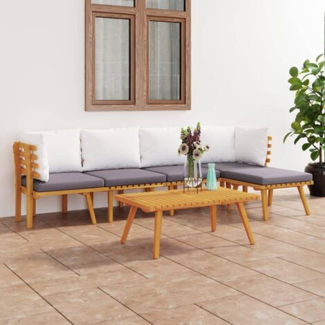 Muebles de jardín 6 piezas con cojines madera maciza de acacia vidaXL