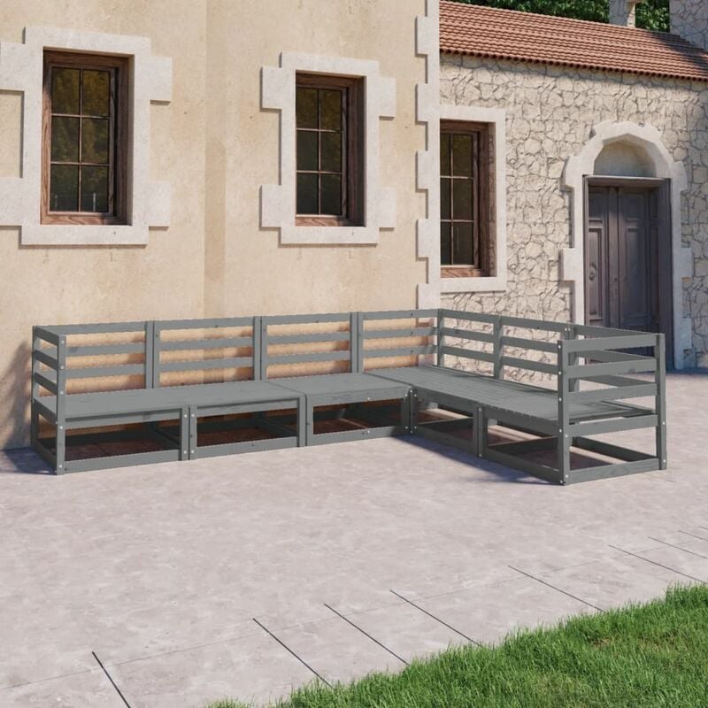 

Muebles de jardín 6 piezas gris madera de pino maciza