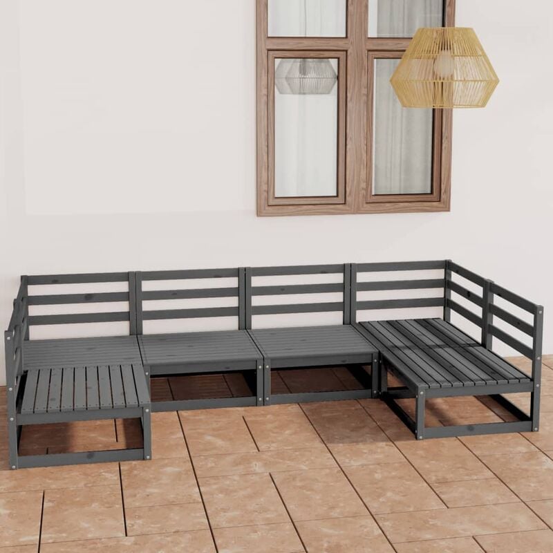 

Muebles de jardín 6 piezas madera maciza de pino