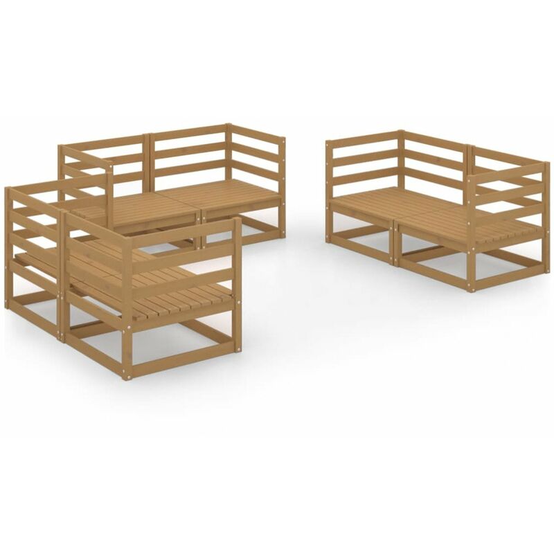 

Happyshopping - Muebles de jardin 6 piezas marron miel madera maciza de pino