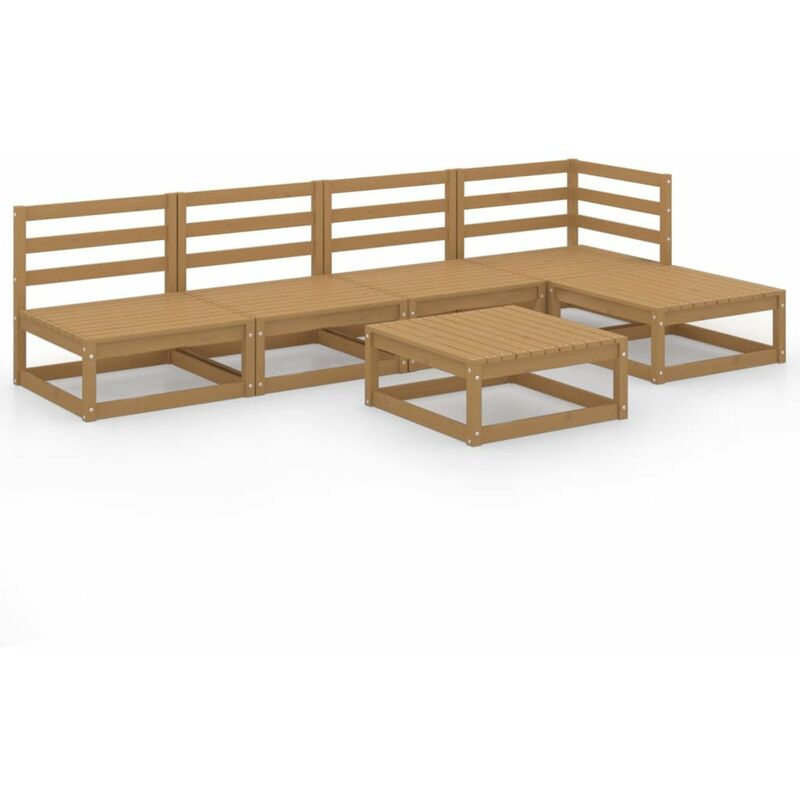 

Muebles de jardin 6 piezas marron miel madera maciza de pino