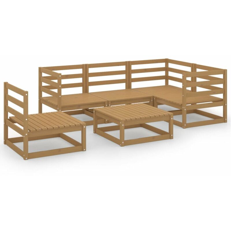 

Happyshopping - Muebles de jardin 6 piezas marron miel madera maciza de pino