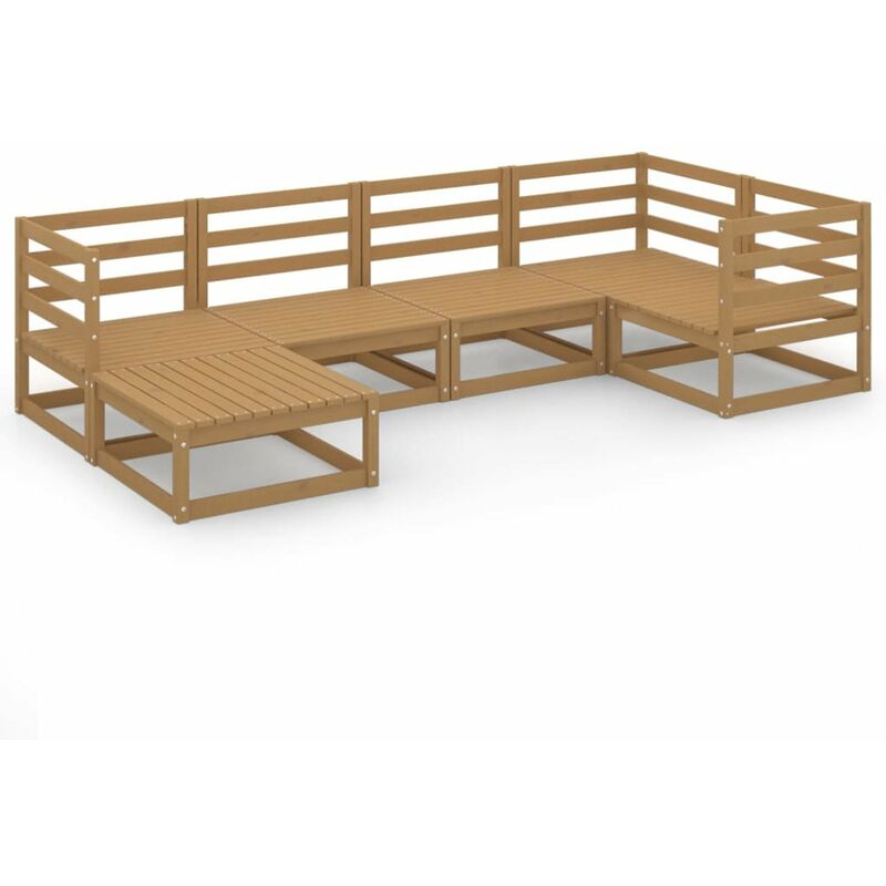 

Happyshopping - Muebles de jardin 6 piezas marron miel madera maciza de pino