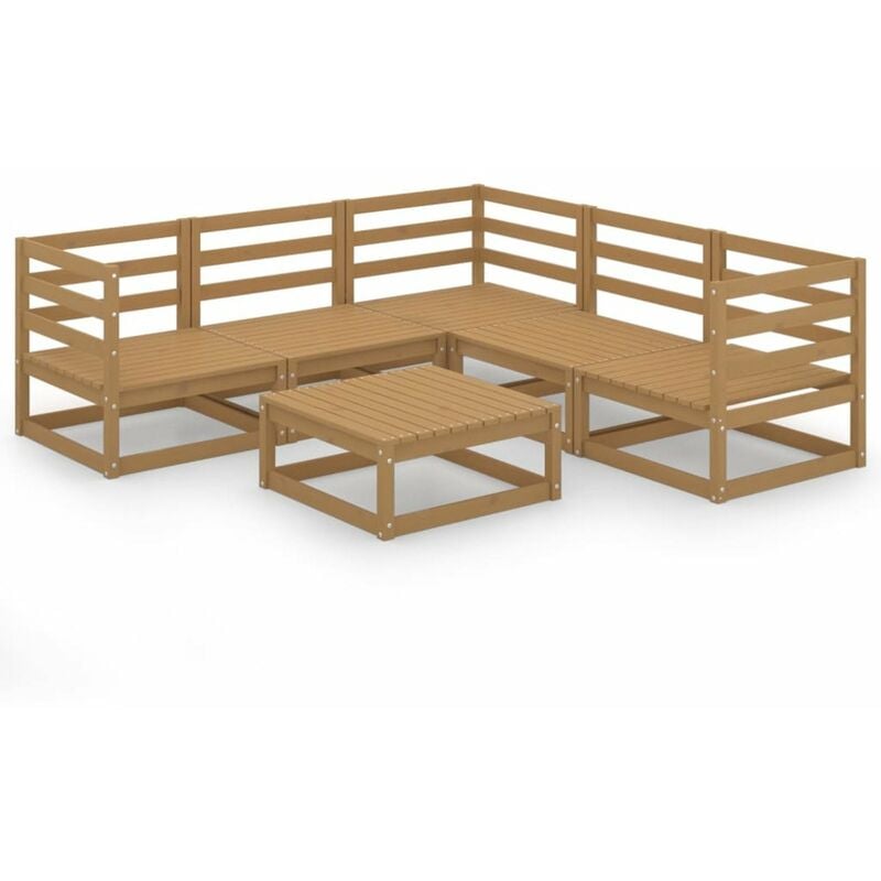 

Happyshopping - Muebles de jardin 6 piezas marron miel madera maciza de pino