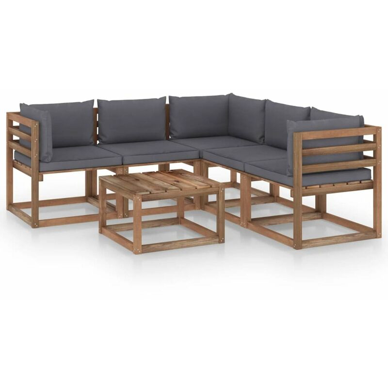 

Muebles de jardin 6 pzas cojin antracita madera pino impregnada
