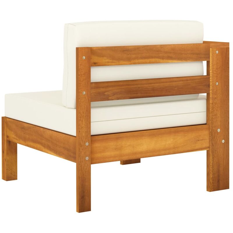 

Muebles de jardín 6 pzas cojines blanco crema madera de acacia