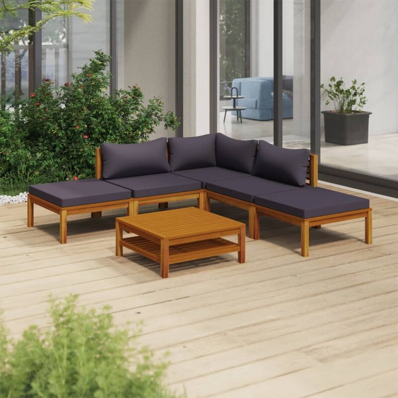 

Muebles de jardín 6 pzas cojines madera maciza de acacia