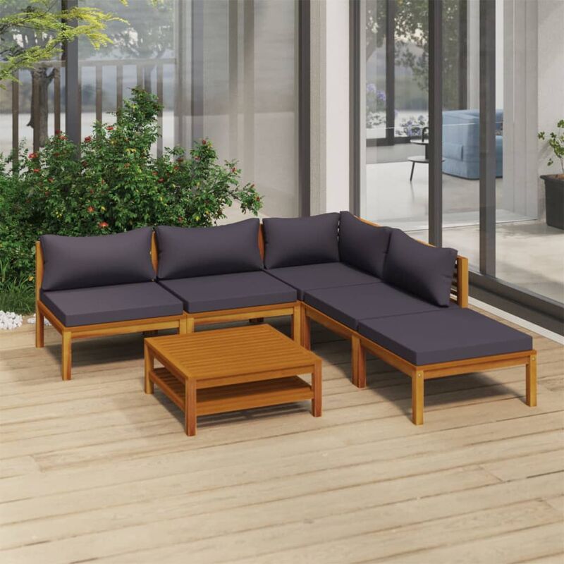 

Muebles de jardín 6 pzas cojines madera maciza de acacia