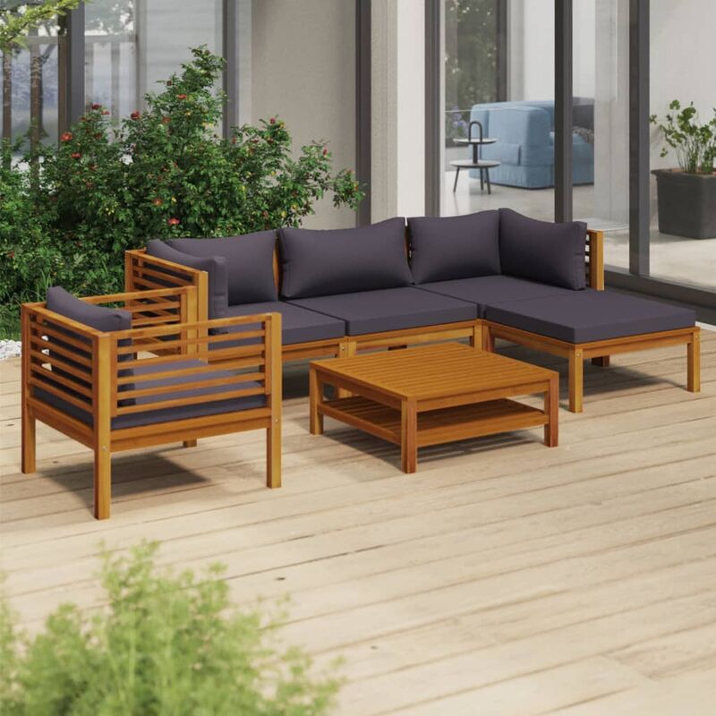 

Muebles de jardín 6 pzas cojines madera maciza de acacia