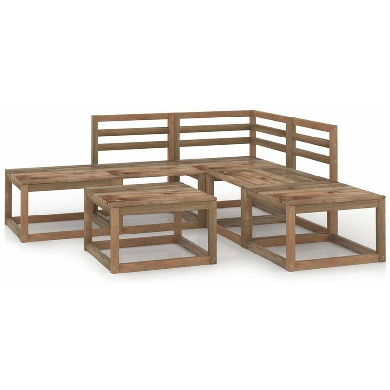 

Muebles de jardin 6 pzas cojines madera pino impregnada marron