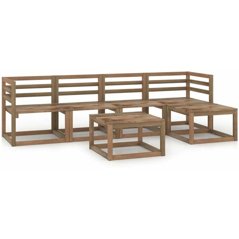 

Muebles de jardin 6 pzas cojines madera pino impregnada marron