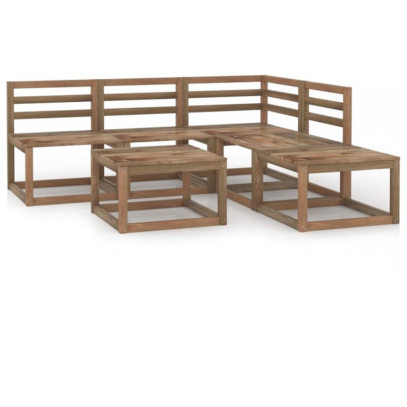 

Muebles de jardín 6 pzas cojines madera pino impregnada marrón