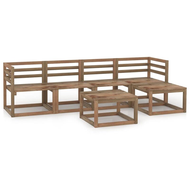 

Muebles de jardín 6 pzas cojines madera pino impregnada marrón