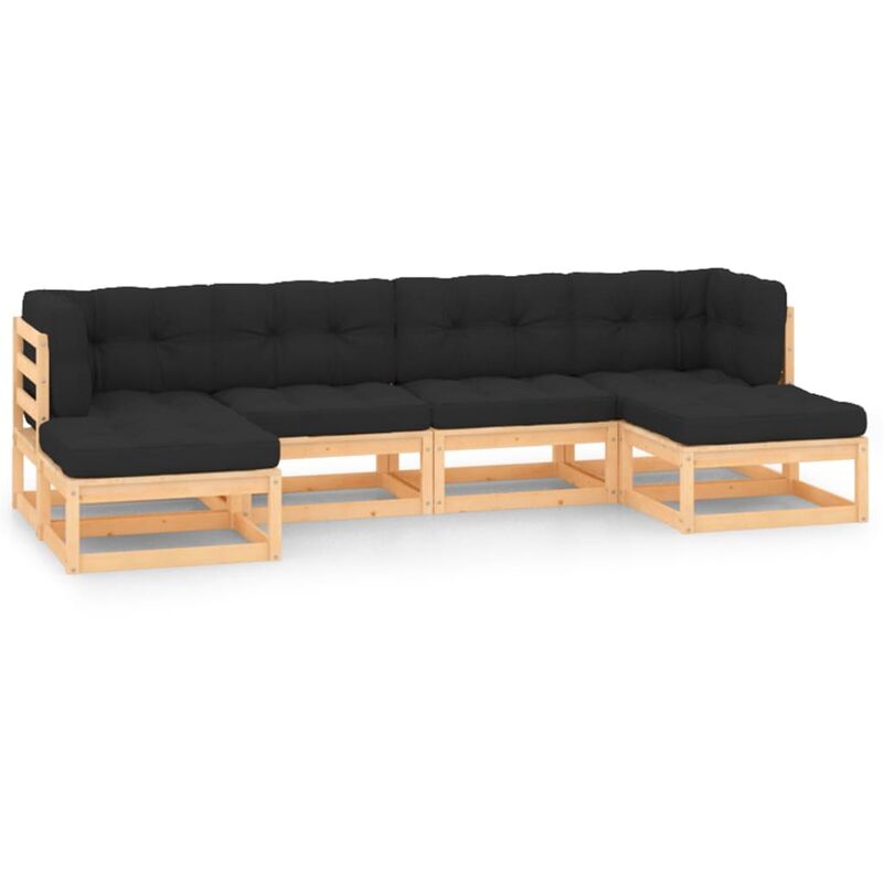 

Muebles de jardín 6 pzas con cojines antracita madera de pino