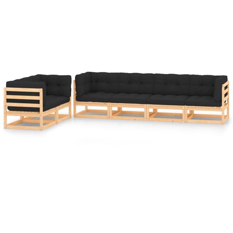 

Muebles de jardín 6 pzas con cojines antracita madera de pino
