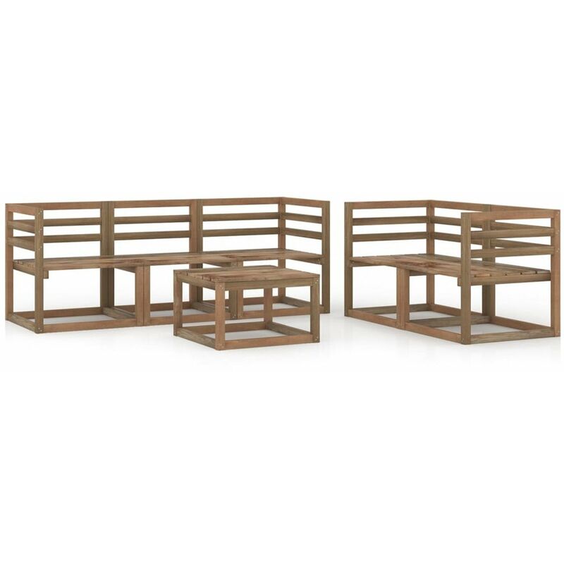 

Muebles de jardin 6 pzas marron madera de pino impregnada