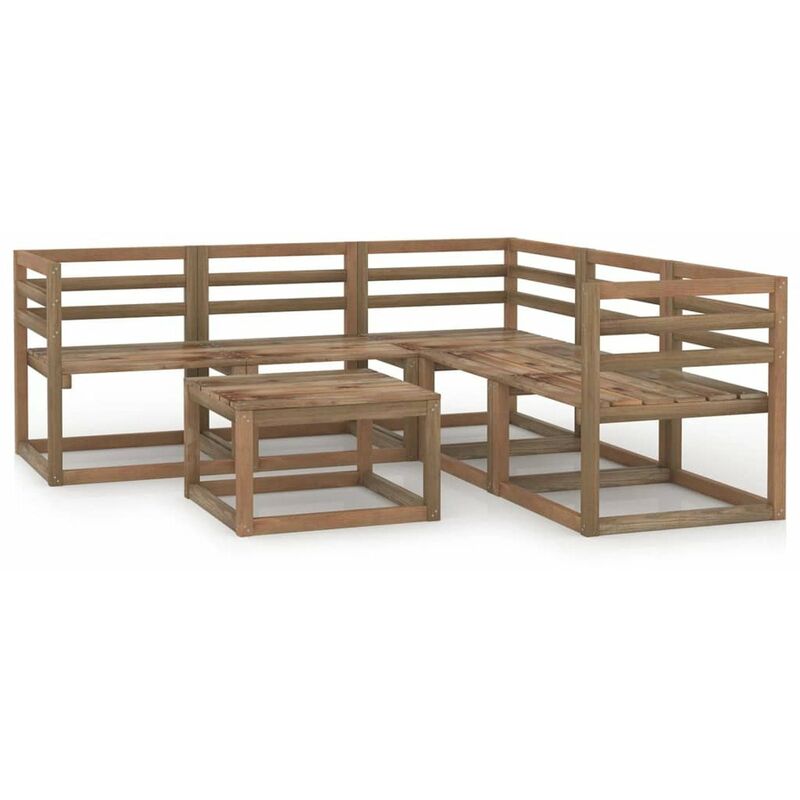 

Muebles de jardin 6 pzas marron madera de pino impregnada