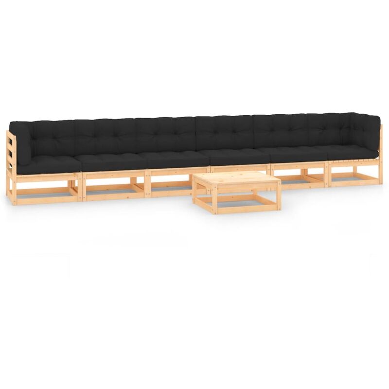 

Muebles de jardín 7 piezas con cojines antracita madera de pino
